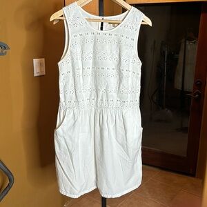 Conbipel White Eyelet Sleeveless Shirt Dress Size 42 Small